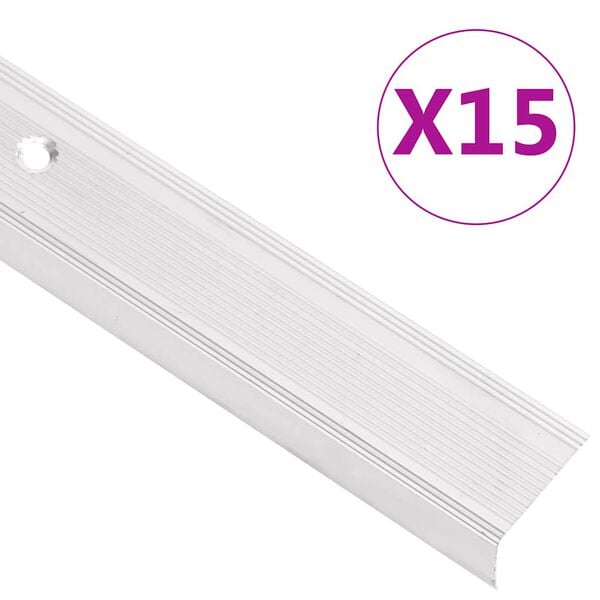 vidaXL trappelister 15 stk. L-facon 90 cm aluminium s&oslash;lvfarvet