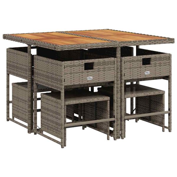 vidaXL spisebordss&aelig;t til haven 9 dele med hynder polyrattan gr&aring;