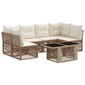 vidaXL Havesofa S&aelig;t 7 stk. Beige polyrattan