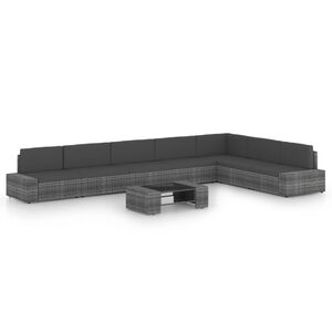 vidaXL lounges&aelig;t til haven 8 dele med hynder polyrattan gr&aring;