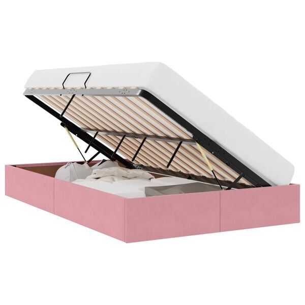 vidaXL Opbevaringsseng med opbevaring Lyser&oslash;d 120 x 200 cm Fl&oslash;jl