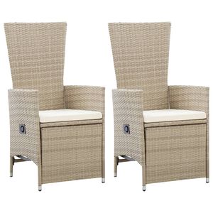 vidaXL havel&aelig;nestole 2 stk. med hynder polyrattan beige
