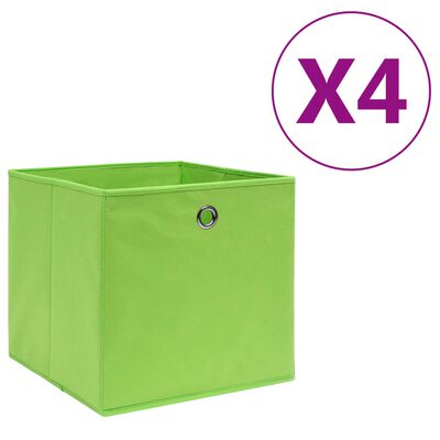 vidaXL opbevaringskasser 4 stk. ikke-vævet stof 28x28x28 cm grøn