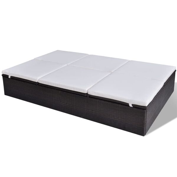 vidaXL dobbelt solseng med hynde polyrattan brun