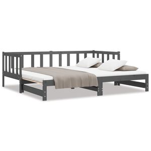 vidaXL daybed med udtr&aelig;k 2x(90x190) cm massivt fyrretr&aelig; gr&aring;