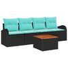 vidaXL Havesofa S&aelig;t 5 stk. Sort og turkis polyrattan