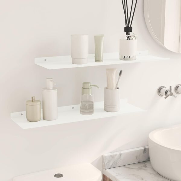 vidaXL Sv&aelig;vende hylde V&aelig;gmonteret 2 pcs Hvid 60 x 18 x 2,5 cm St&aring;l