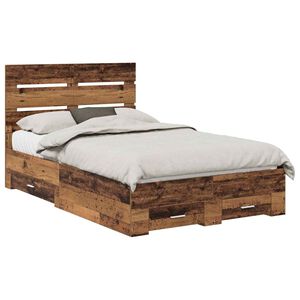 vidaXL Sengestel med skuffe Gammelt tr&aelig; 120 x 190 cm Konstrueret tr&aelig;
