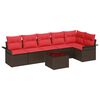 vidaXL Havesofa S&aelig;t med pude 7 pcs Brun polyrattan