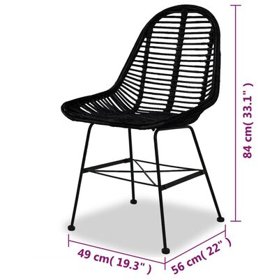 vidaXL spisebordsstole 2 stk. naturligt rattan sort