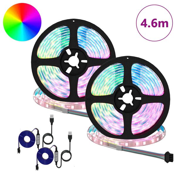 vidaXL LED Strip 2 pcs Sort og Gennemsigtig 2300 mm Kobber og plastik