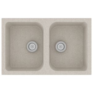 vidaXL K&oslash;kkenvask Beige 76 x 48 x 30 cm Kvarts og Harpiks