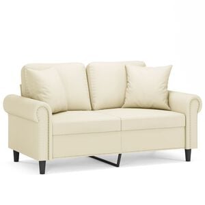 vidaXL 2-personers sofa med pyntepuder 120 cm kunstl&aelig;der cremefarvet