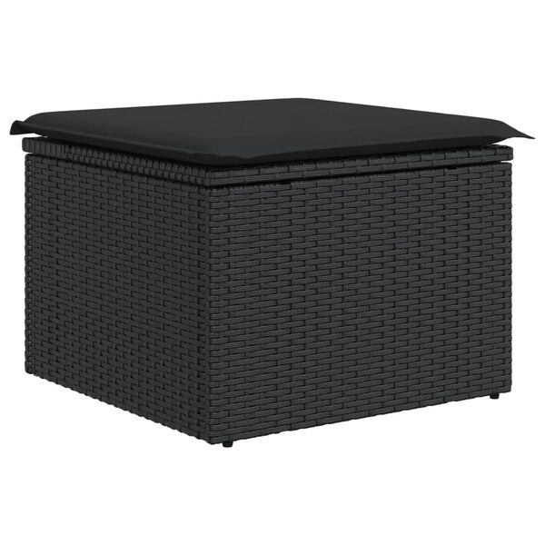 vidaXL haveskammel med hynde sort 55x55x37 cm polyrattan
