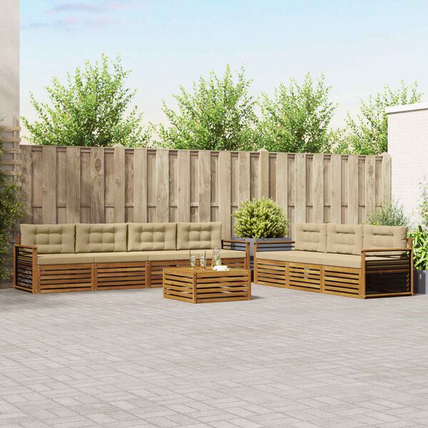 vidaXL Udend&oslash;rs sofagruppe med pude 8 pcs Naturlig og Beige