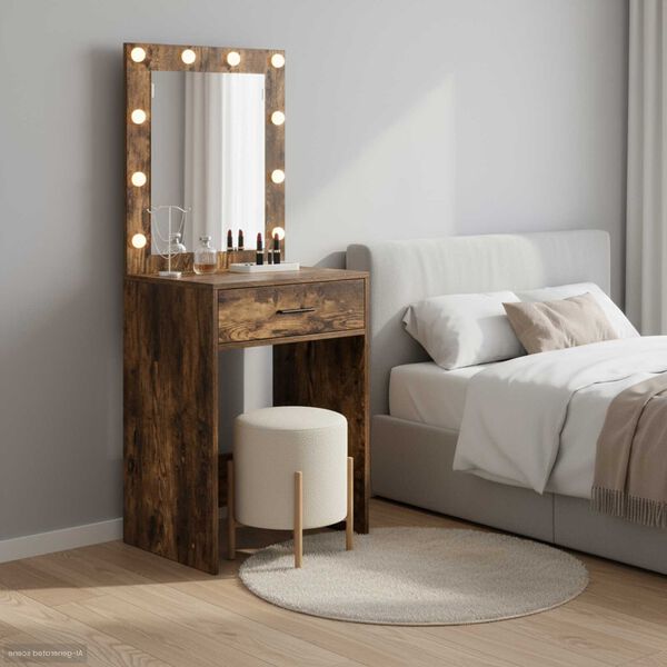 vidaXL Make-up Bord Røget eg 50 x 41 x 135 cm Konstrueret træ