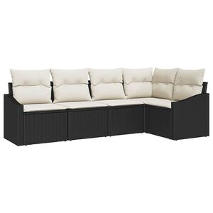 vidaXL Havesofa S&aelig;t med pude 5 pcs Sort og Hvid polyrattan