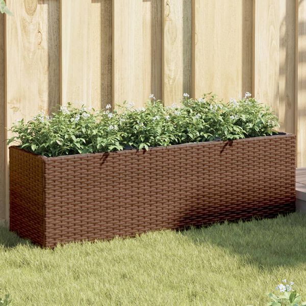 vidaXL plantekasser 2 stk. med 3 potter 105x30x32 cm polyrattan brun
