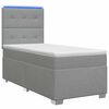 vidaXL Box Spring Seng med Madras og LED Lysegr&aring; 90 x 190 cm Stof