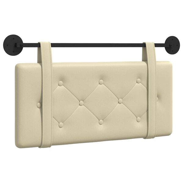 vidaXL H&aelig;ngende Hovedgavl V&aelig;gmonteret Creme 80 cm Faux l&aelig;der