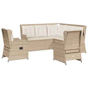 vidaXL lounges&aelig;t til haven 5 dele med hynder polyrattan beige