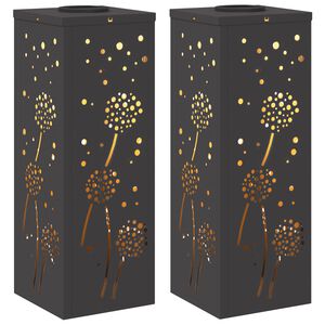 vidaXL Solar LED sti lys 2 pcs Sort Koldvalset St&aring;l