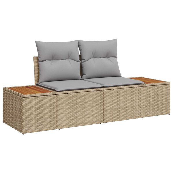 vidaXL Havesofa Sæt med pude med opbevaring 7 pcs Beige polyrattan