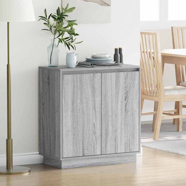 vidaXL LED Sideboard Gr&aring; Sonoma 71 x 34,5 x 75 cm Konstrueret tr&aelig;