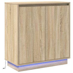 vidaXL LED Sideboard Sonoma eg 71 x 34,5 x 75 cm Konstrueret tr&aelig;