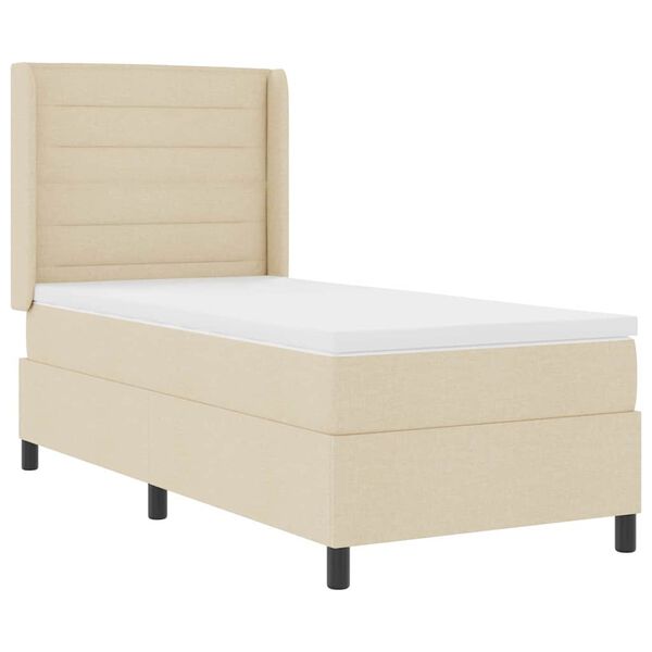 vidaXL Box spring seng med madras Creme 190 x 90 cm Stof