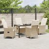 vidaXL Have Spisebordssæt med pude 5 pcs Beige polyrattan