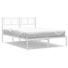 vidaXL sengeramme med sengegavl 135x190 cm metal hvid