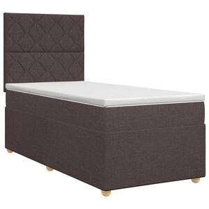 vidaXL Boxmadras med topmadras M&oslash;rk Brun 80 x 200 cm Stof