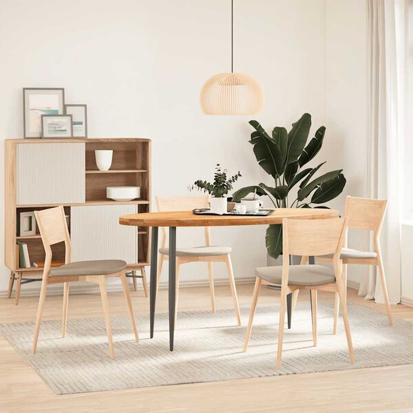 vidaXL bordplade 140x60x4 cm massivt egetræ oval lysebrun