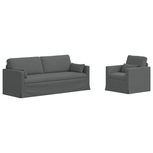 vidaXL Sofa 2 pcs M&oslash;rkegr&aring; 198 x 78 x 80 cm Stof