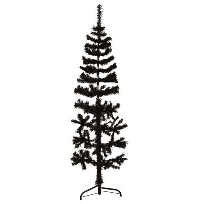 vidaXL kunstigt halvt juletræ med juletræsfod 120 cm smalt sort