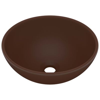 vidaXL luksuriøs håndvask 32,5x14 cm rund keramisk mat mørkebrun