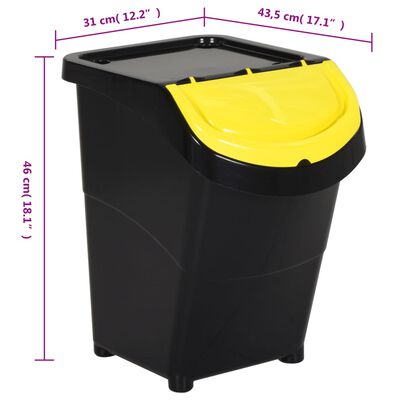 vidaXL stabelbare affaldsspande med låg 3 stk. PP 120 l sort