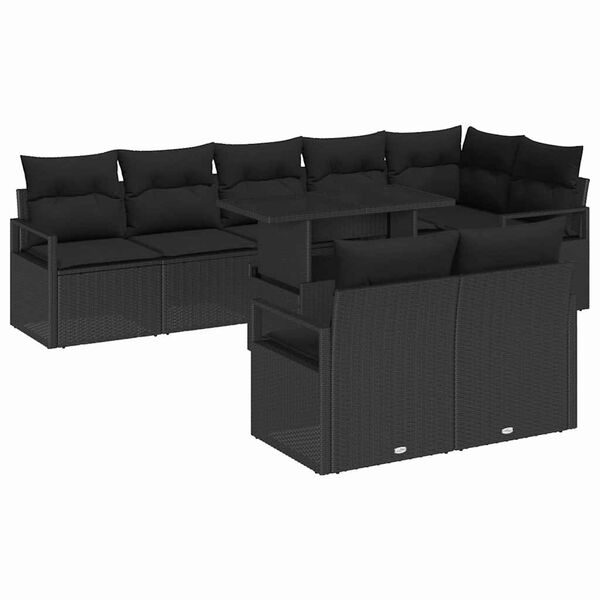 vidaXL Havesofa S&aelig;t med opbevaring 9 pcs Sort Poly rattan