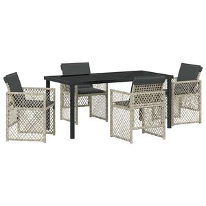 vidaXL Have Spisebordss&aelig;t 5 pcs Lysegr&aring; polyrattan
