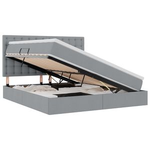 vidaXL Seng med opbevaring og madras Lysegr&aring; 180 x 200 cm Polyester