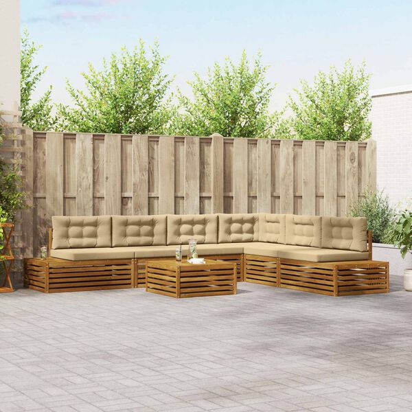 vidaXL Udend&oslash;rs sofagruppe med pude 7 Stk Naturlig og Beige