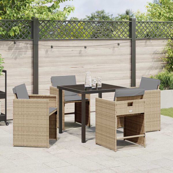 vidaXL Have Spisebordss&aelig;t 5 pcs Beige polyrattan