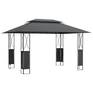 vidaXL pavillon med tag 400x300x270 cm st&aring;l antracitgr&aring;