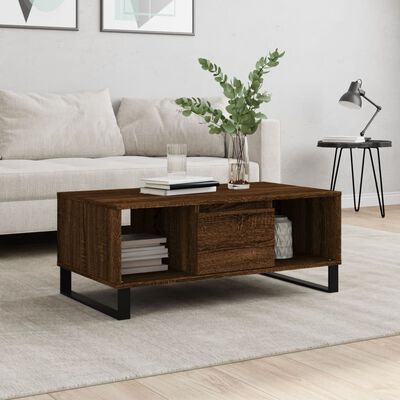vidaXL sofabord 90x50x36,5 cm konstrueret træ brun egetræsfarve