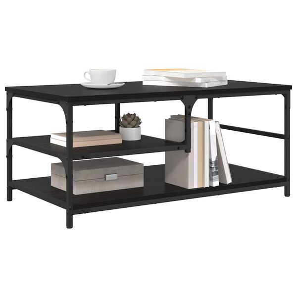 vidaXL Sofabord Sort eg 90 x 49 x 40 cm Konstrueret træ