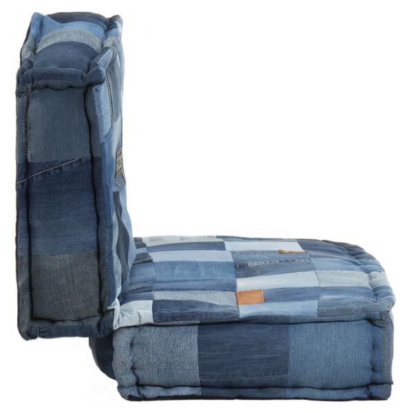 vidaXL gulvhynde 100x100x20 cm firkantet denim-patchwork