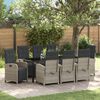 vidaXL Have Spisebordss&aelig;t med pude 9 pcs Lysegr&aring; polyrattan