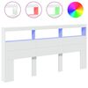 vidaXL sengegavl med opbevaring og LED-lys 200x17x102 cm hvid