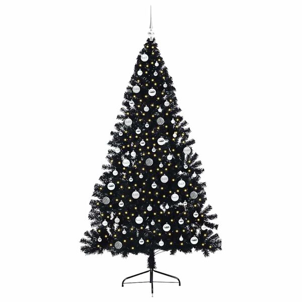 vidaXL Kunstig Forbelyst Juletr&aelig; med 300 LED'er Sort 210 cm PVC